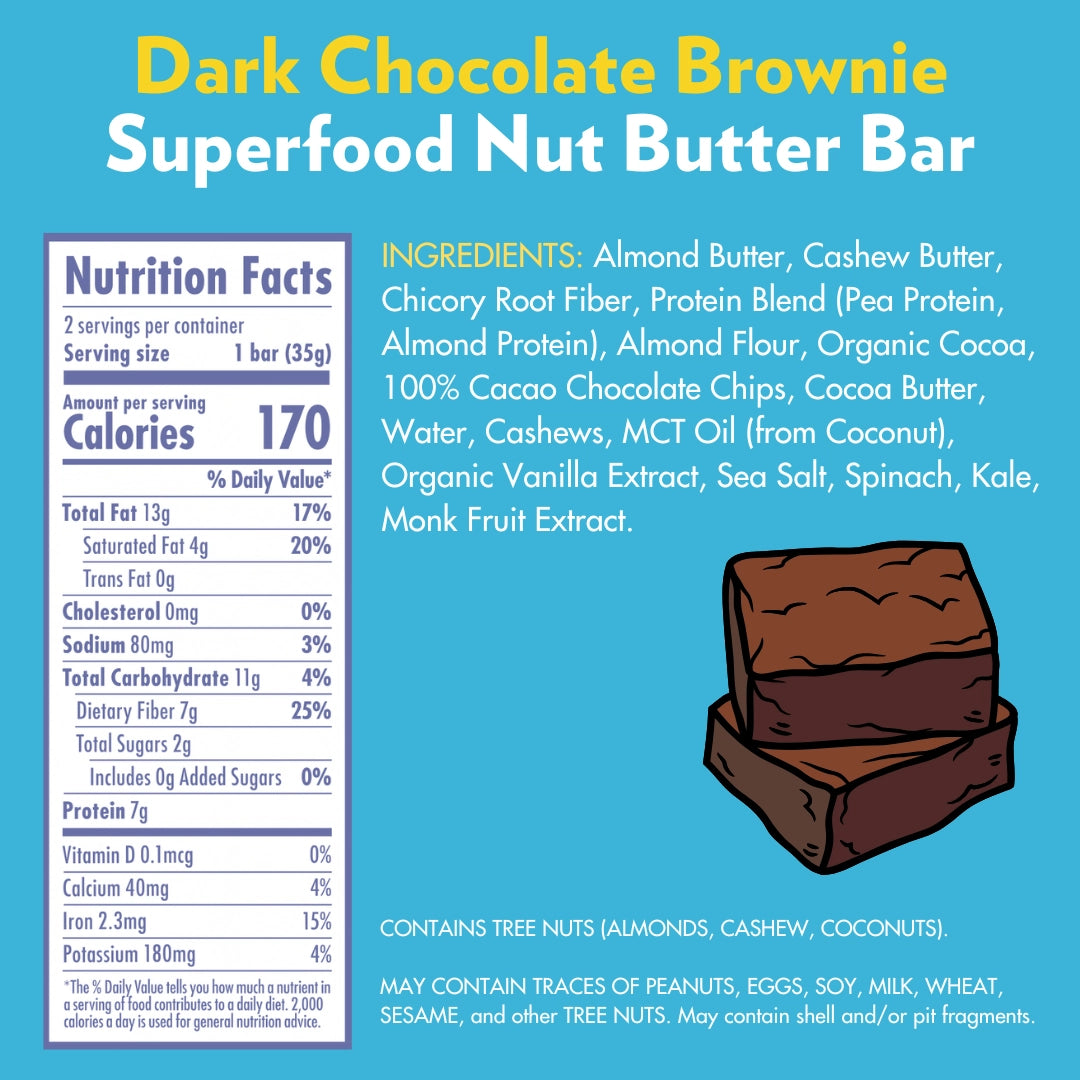 B.T.R Bar Dark Chocolate Brownie Superfood Nut Butter Bar