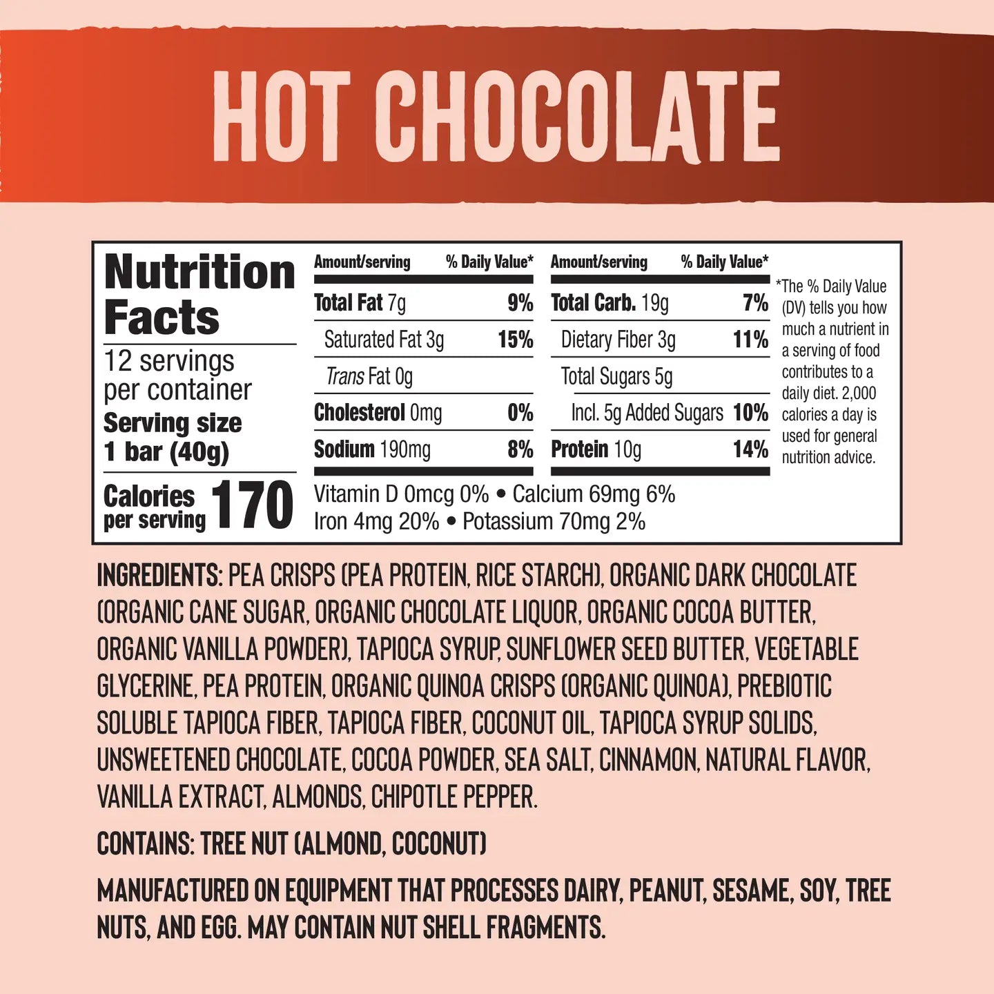 Mezcla | Hot Chocolate | Vegan Plant Protein Bar - 1.40 oz