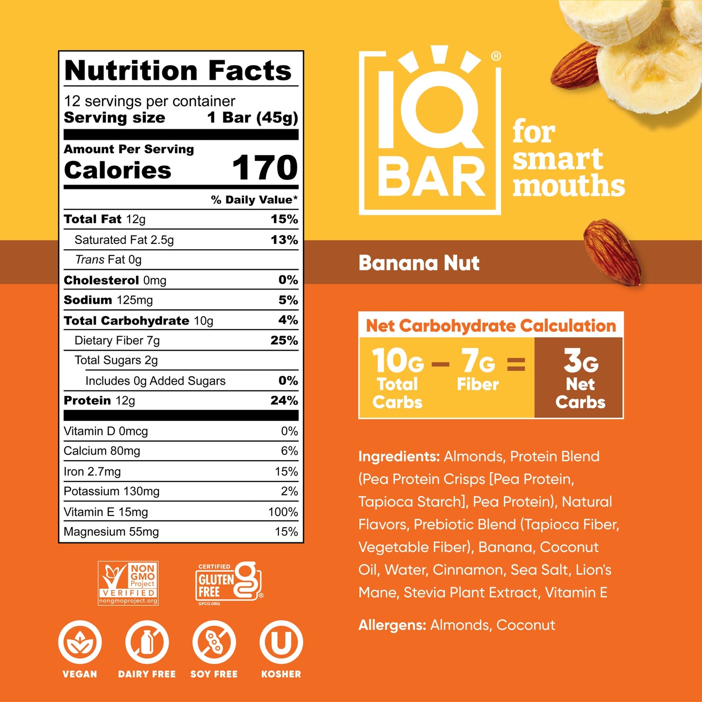 IQBAR Brain and Body Keto Protein Bar - Banana Nut 1.6 oz