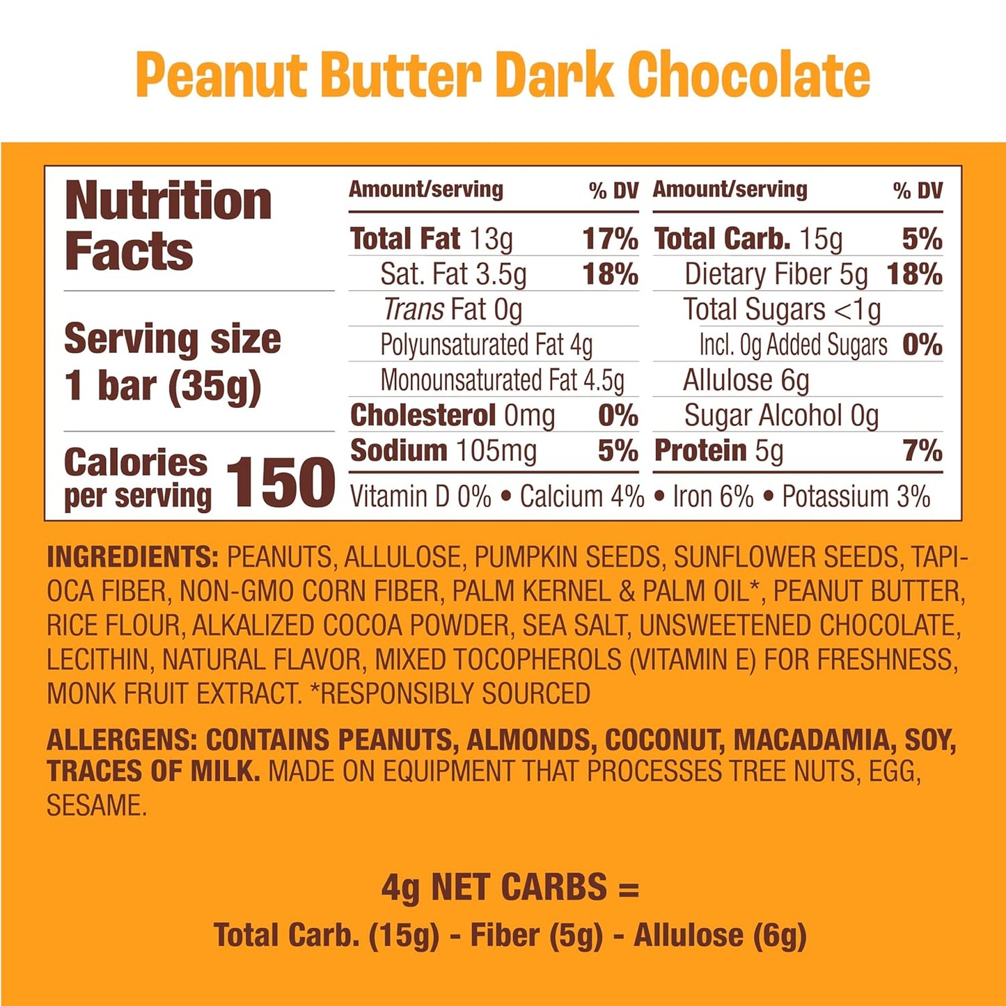 Munk Pack | Peanut Butter Dark Chocolate Bar | Gluten-Free Keto Friendly (1.23oz)