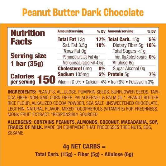 Munk Pack | Peanut Butter Dark Chocolate Bar | Gluten-Free Keto Friendly (1.23oz)