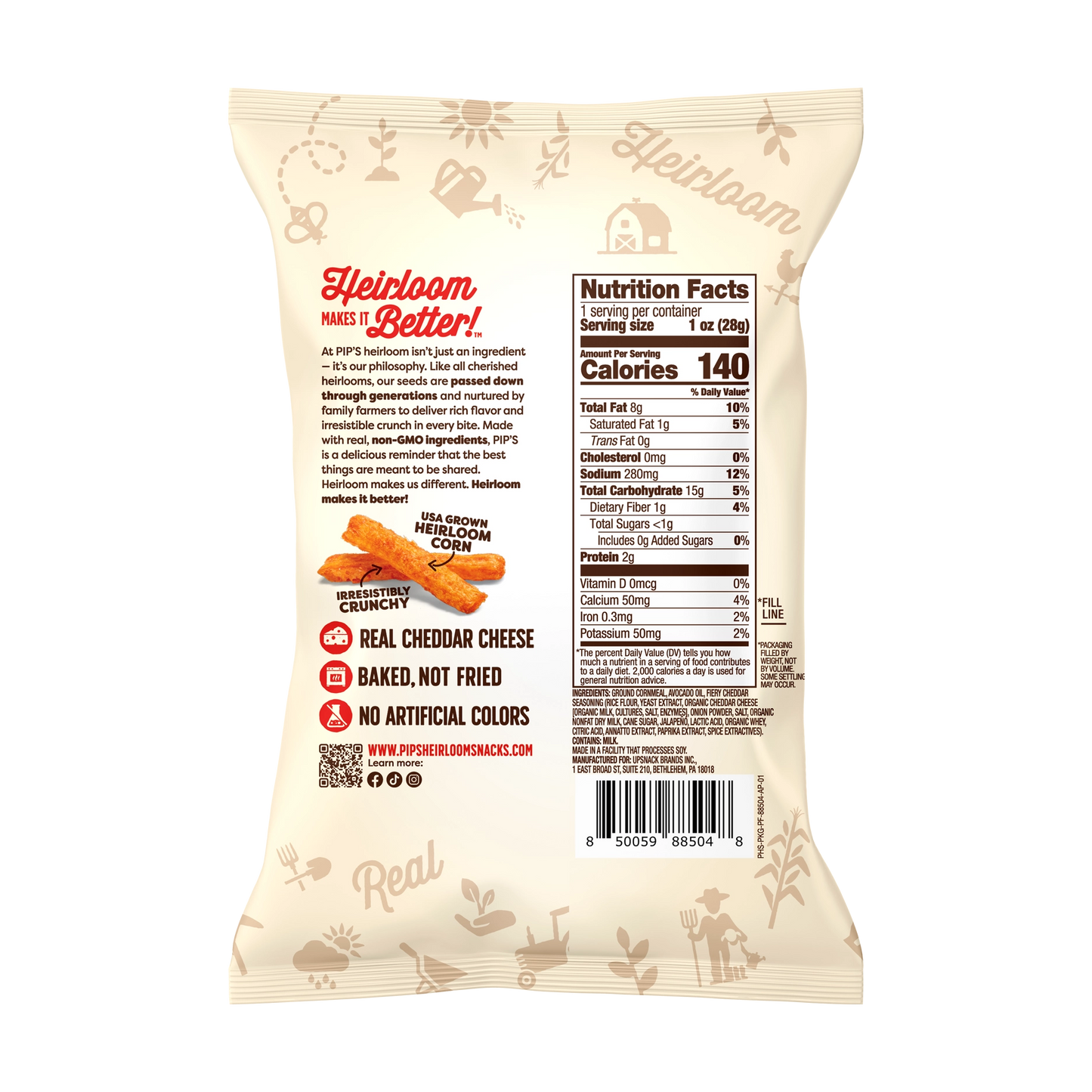 Heirloom Pip's Snacks Fiery Cheddar Fries Gluten-Free 1oz