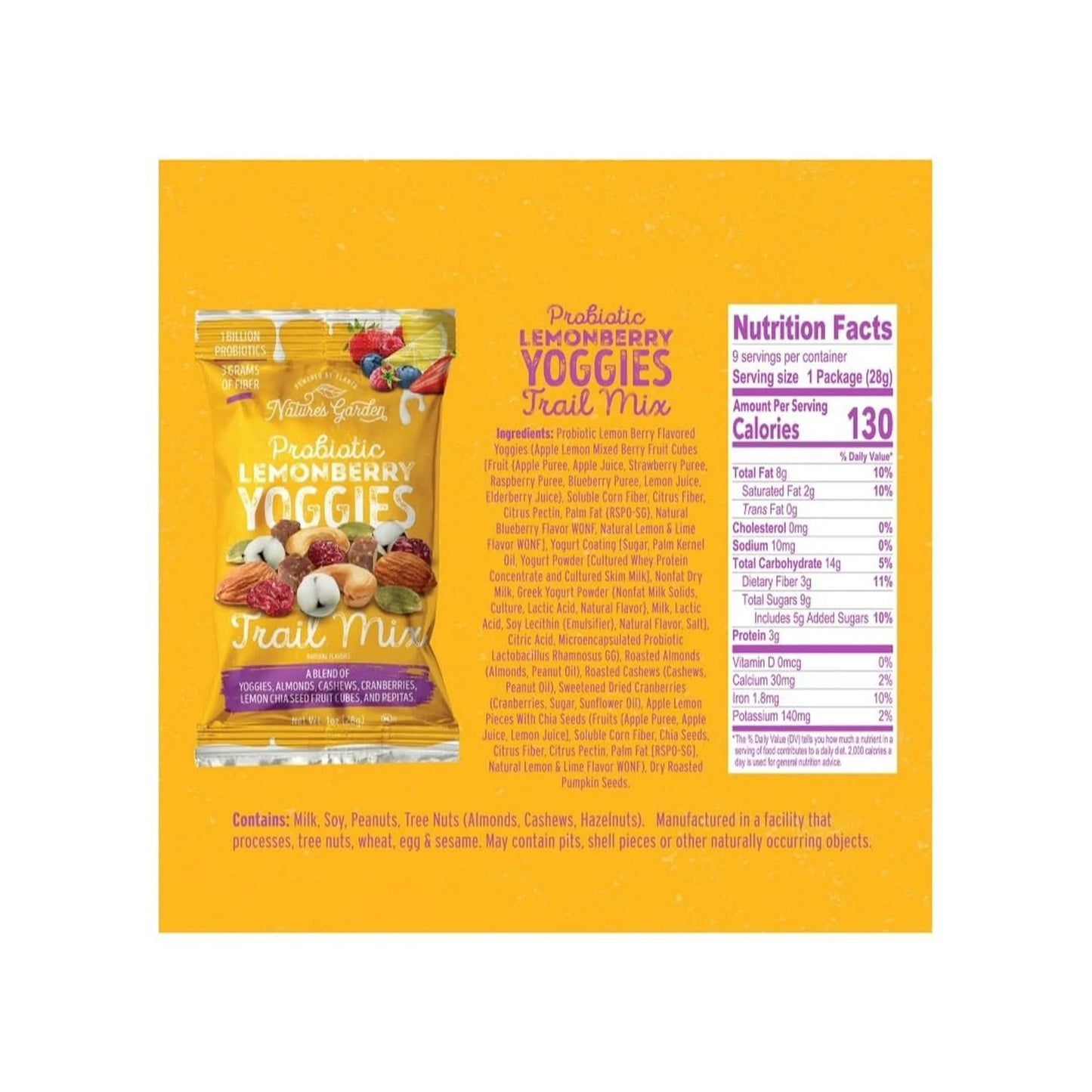 Nature's Garden | Probiotic Kosher Lemonberry Yoggie Trail Mix (Individual 1 oz)