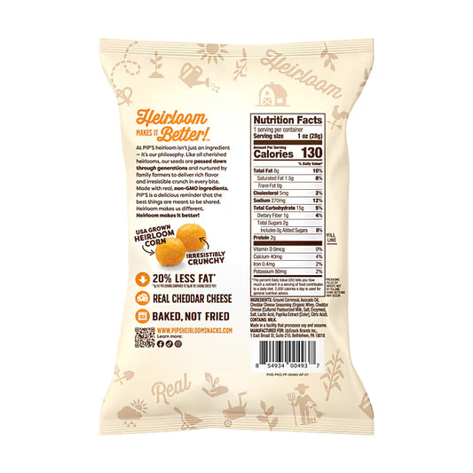 Heirloom Pip's Snacks Cheese Balls Real Cheddar