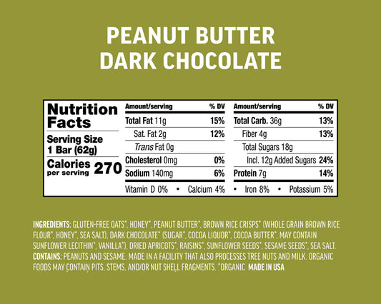 Kate's Real Food | Organic Gluten-Free Peanut Butter Dark Chocolate Bar (2.2 oz)