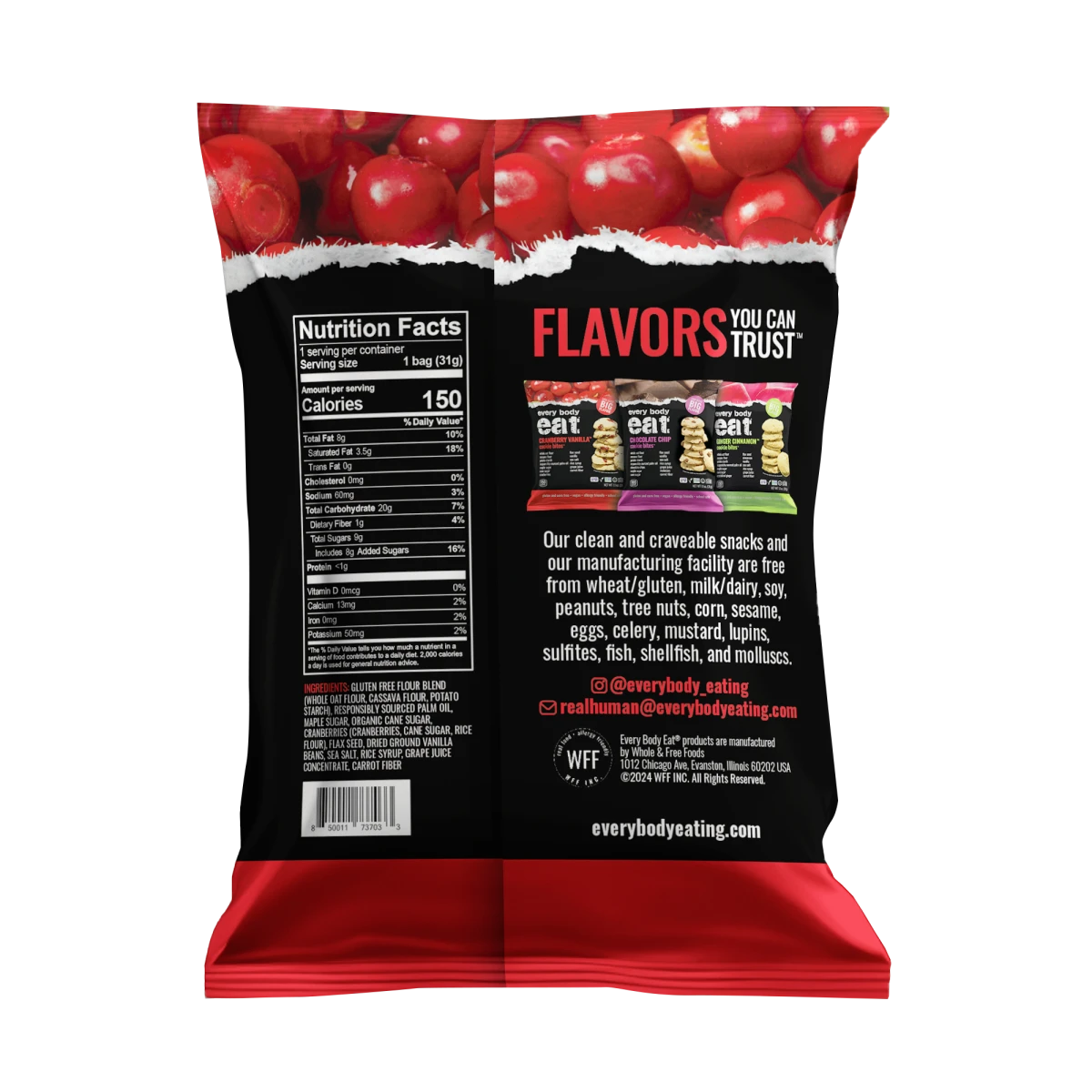 Every Body Eat Cranberry Vanilla Cookie Bites 1.1oz