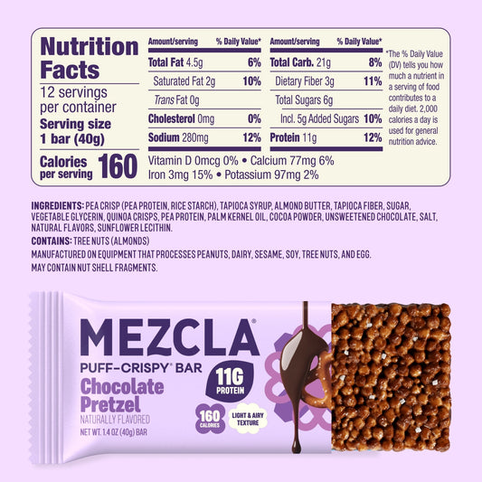Mezcla | Chocolate Pretzel | Vegan Plant Protein Bar - 1.4oz