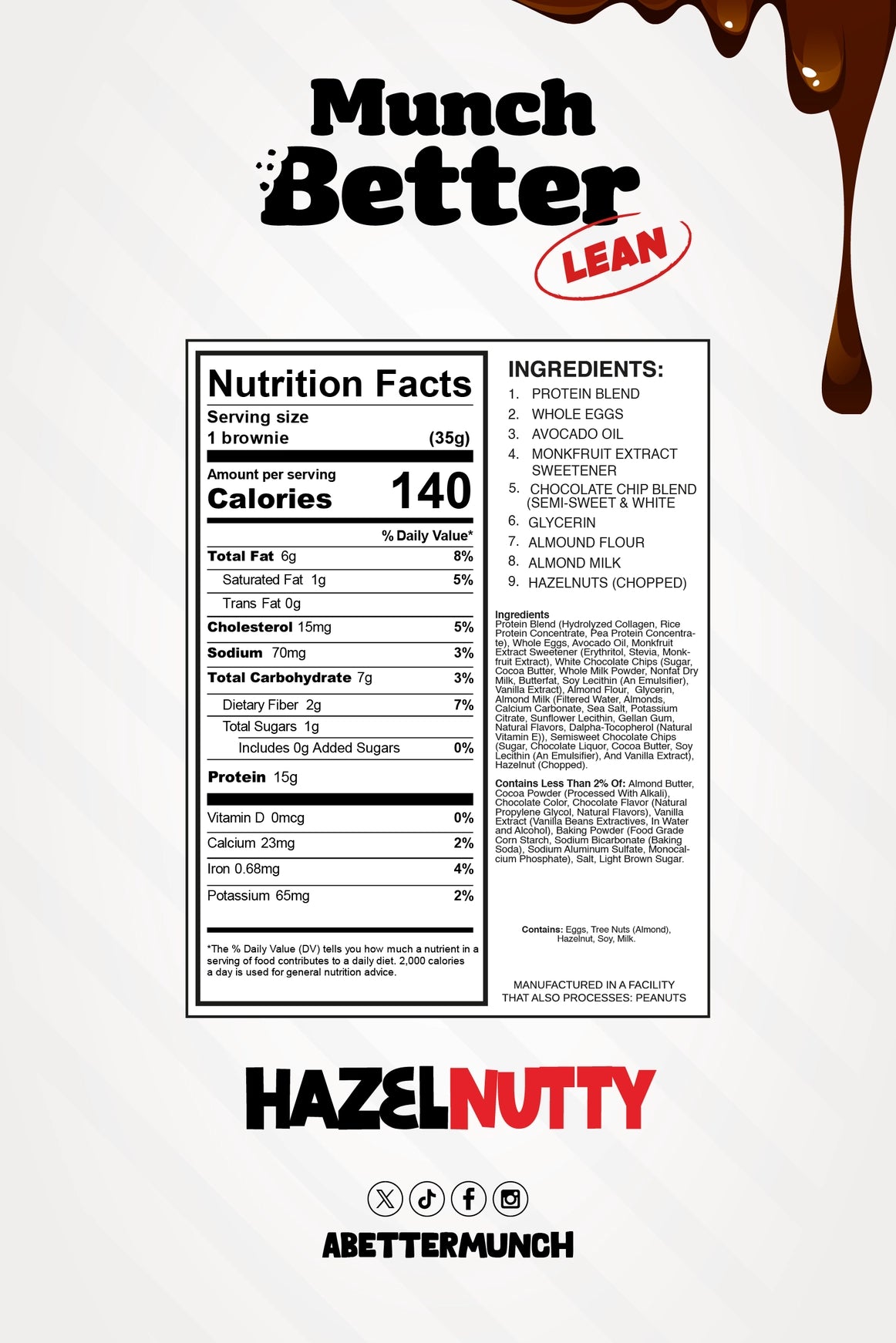 Munch Better Lean | Hazelnutty Protein Brownie | Gluten Free 1.2oz
