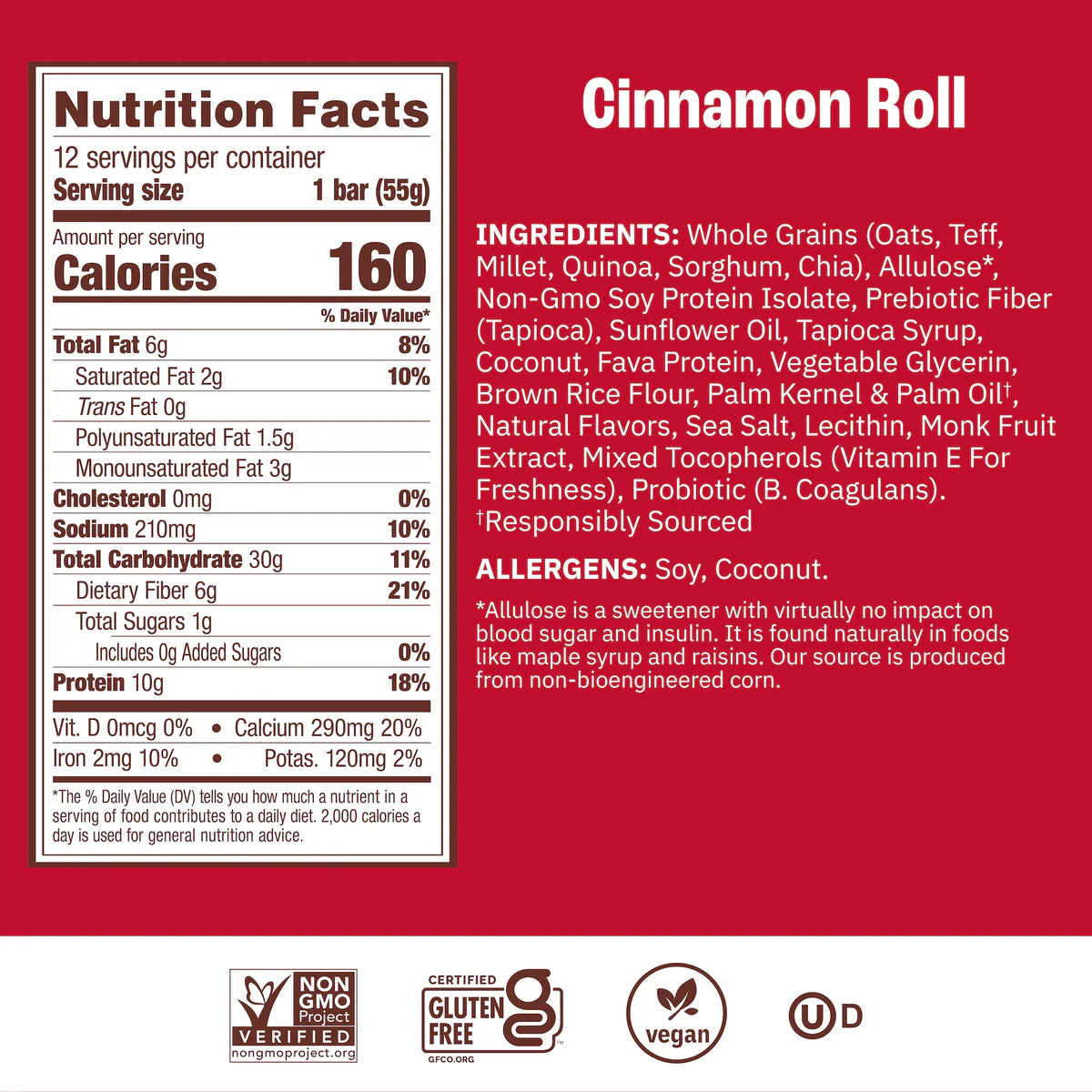 Munk Pack | Probiotic Protein Breakfast Cinnamon Roll Bar | Gluten-Free Vegan (1.94oz)