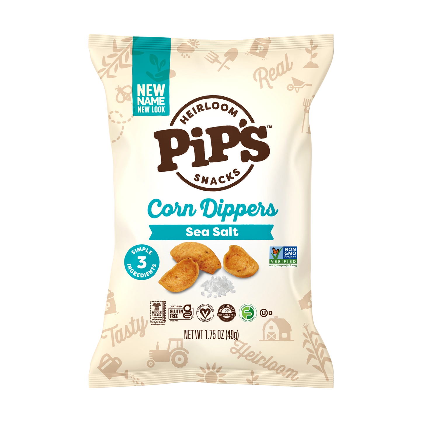Heirloom Pip's Snacks Sea Salt Corn Dippers 1.75oz Vegan Gluten-Free