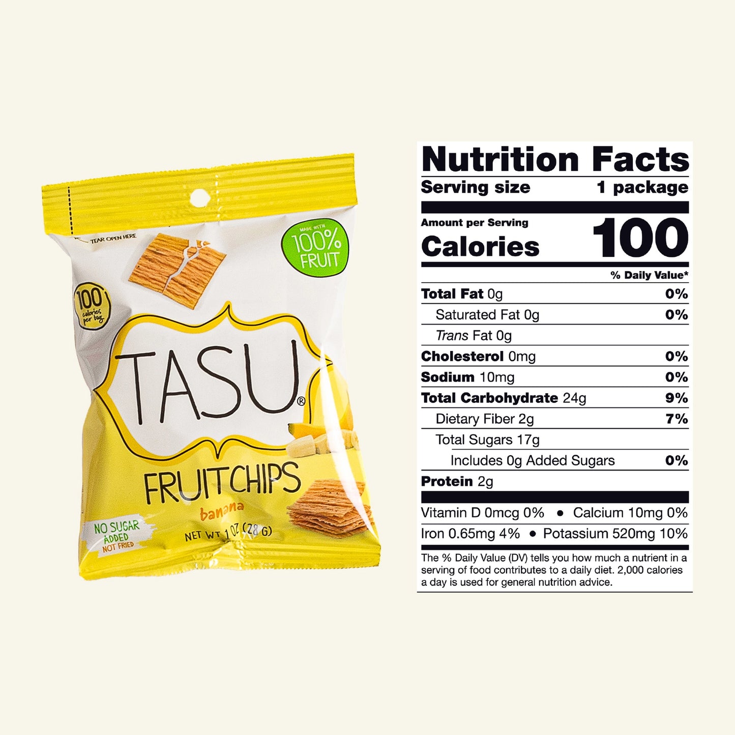 TASU | Dried Banana Fruit Chips Gluten Free Vegan 1oz