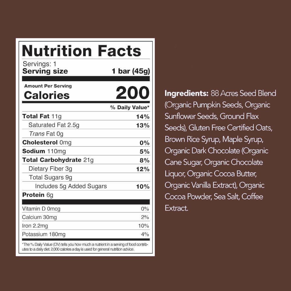 88 Acres | Plant-Based Granola Bar Double Dark Chocolate Bar (1.6 oz)