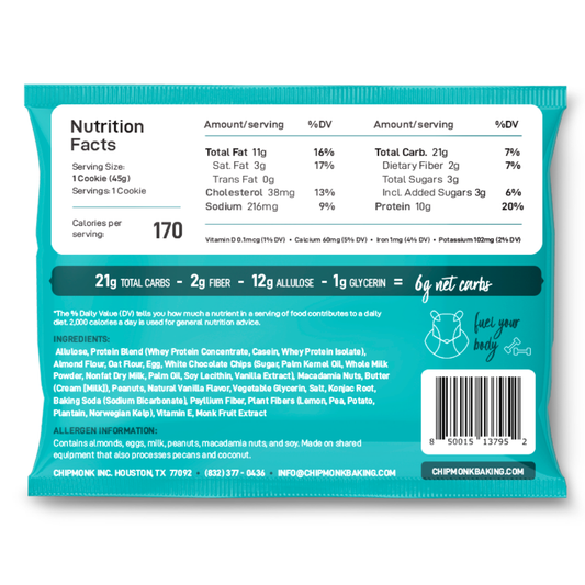 ChipMonk Baking | White Chocolate Macadamia Protein Cookie (1.6oz)