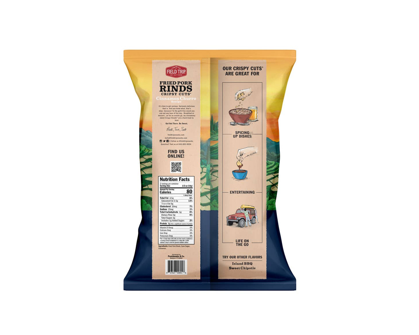 Field Trip | Cinnamon Churro Pork Rinds Gluten Free, Paleo, Keto Friendly 1.0 oz