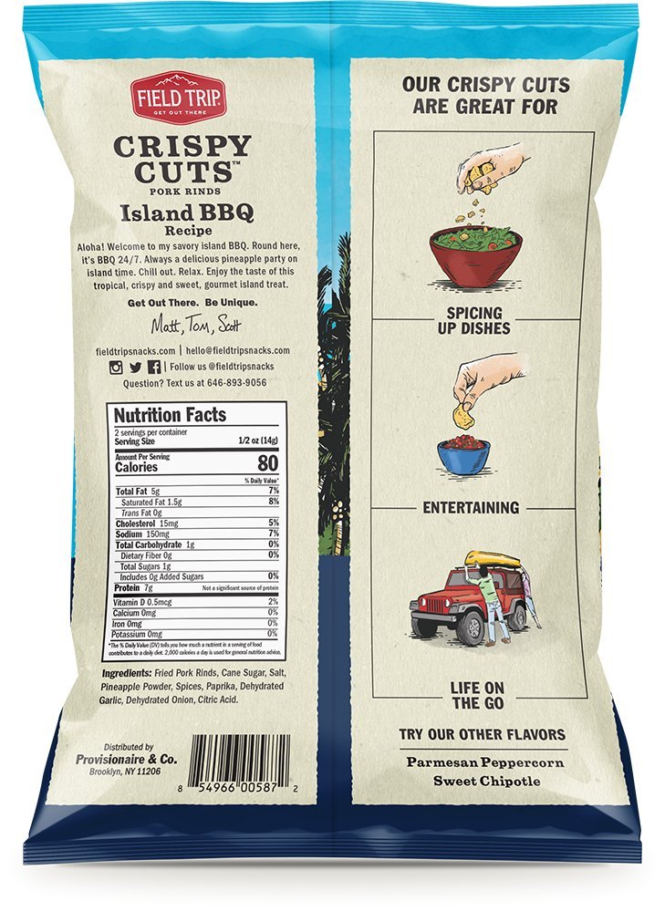 Field Trip Island BBQ Pork Rinds Gluten Free, Paleo, Keto Friendly 1