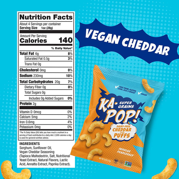 Ka Pop | Cheddar Puffs 4 oz Vegan Family Size