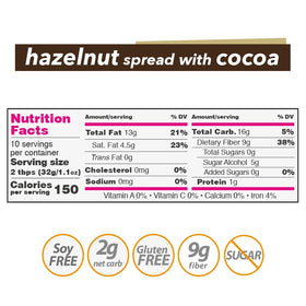 Nutilight Hazelnut Spread with Cocoa 11 oz Sugar Free
