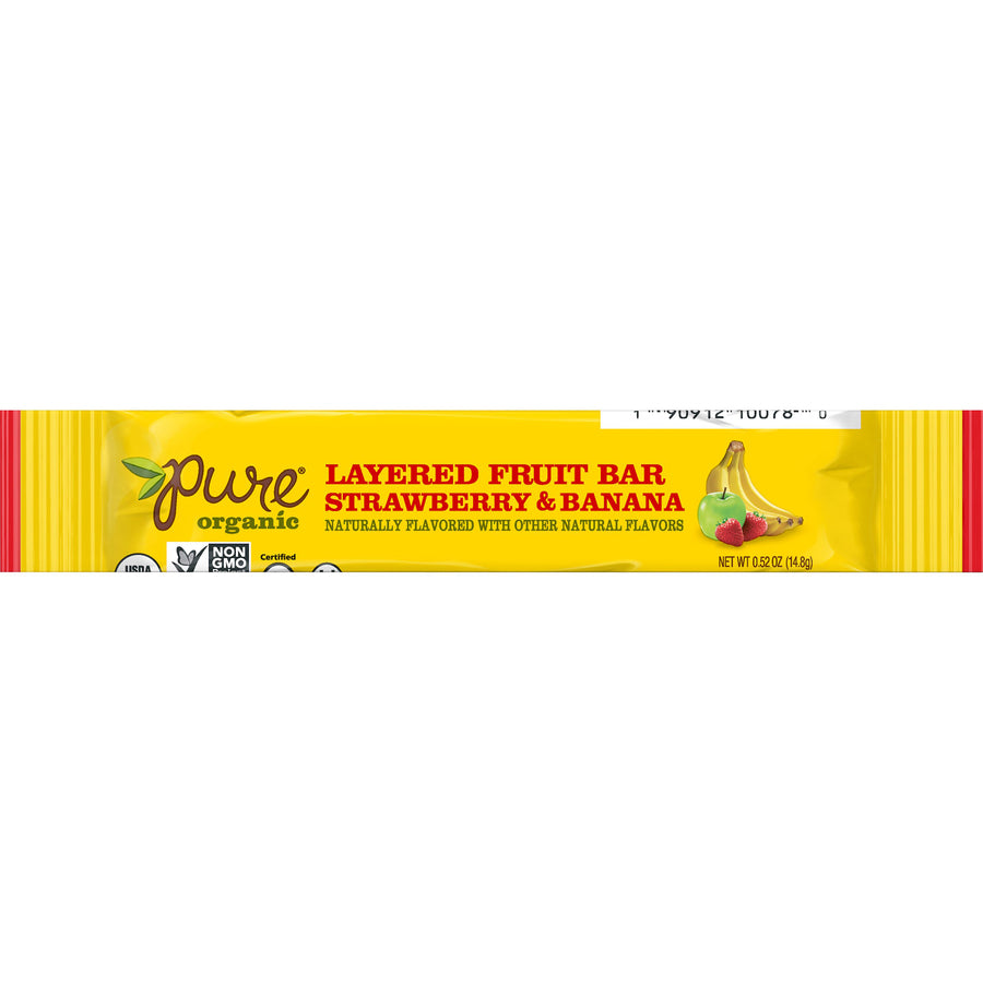 Pure Organic Layered Fruit Bar Strawberry & Banana (Single Bar) Snackever