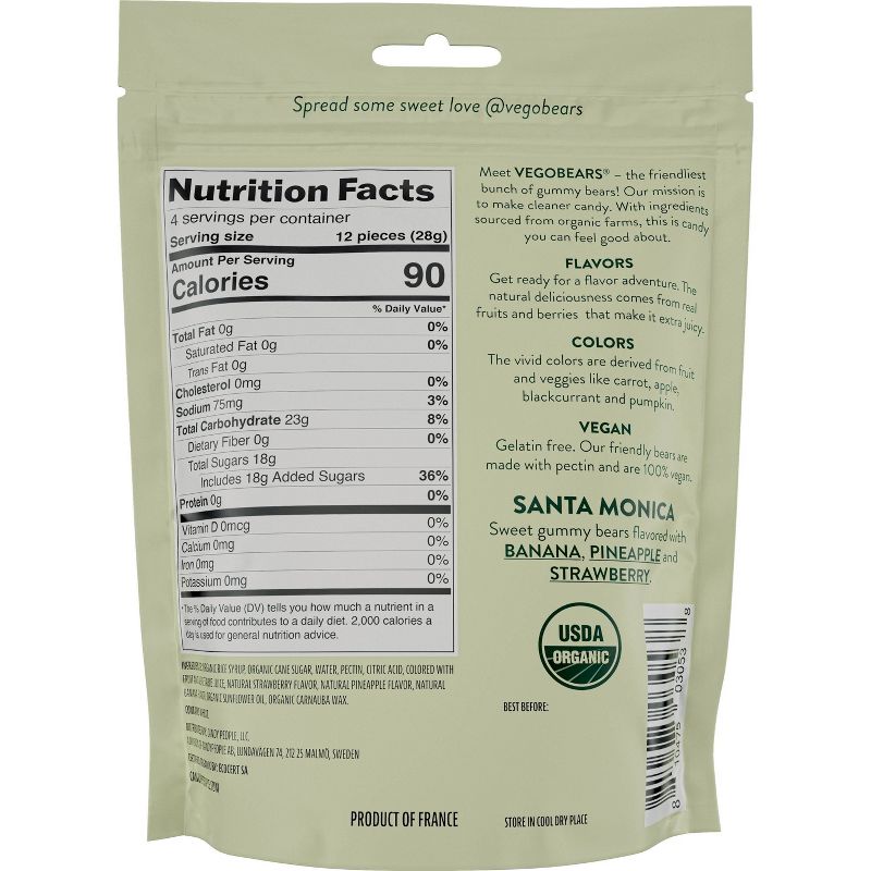 VegoBears Santa Monica Vegan Gummy Bears 4 oz Gluten Free