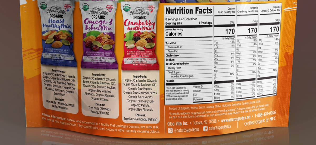 Nature's Garden Omega 3 Deluxe Mix 1.2 oz Vegan Snackever