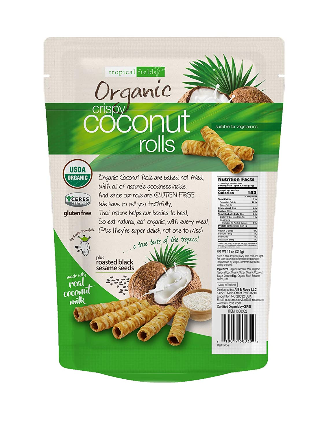 Tropical Fields | Organic Crispy Coconut Rolls (11 oz)