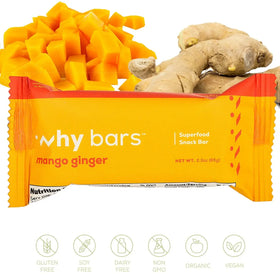 Why Bars | Mango Ginger Superfood Snack Bar | Gluten-Free Vegan 2.3oz
