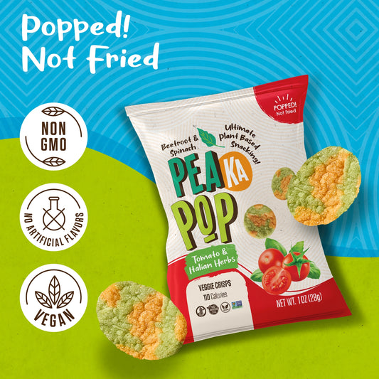 PeaKaPop | Veggie Crisps Tomato & Herbs 1oz | Gluten-Free Vegan