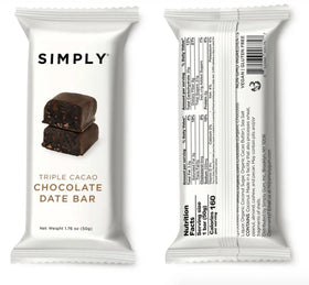 Simply Gum | Triple Cacao Chocolate Date Bar | Vegan Gluten-Free