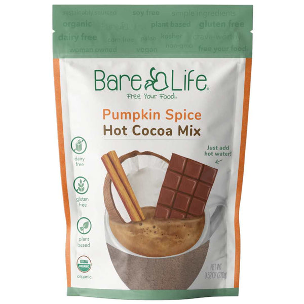 Bare Life | Dairy-Free & Vegan Pumpkin Spice Hot Cocoa | 10 Serving Bag