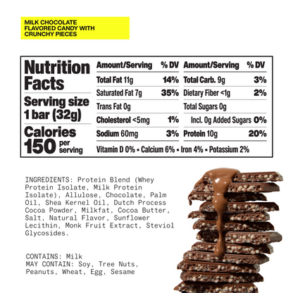 Hormbles Chormbles | Milk Chocolate w/ Crunchy Pieces Protein Candy Bar | 1.16oz
