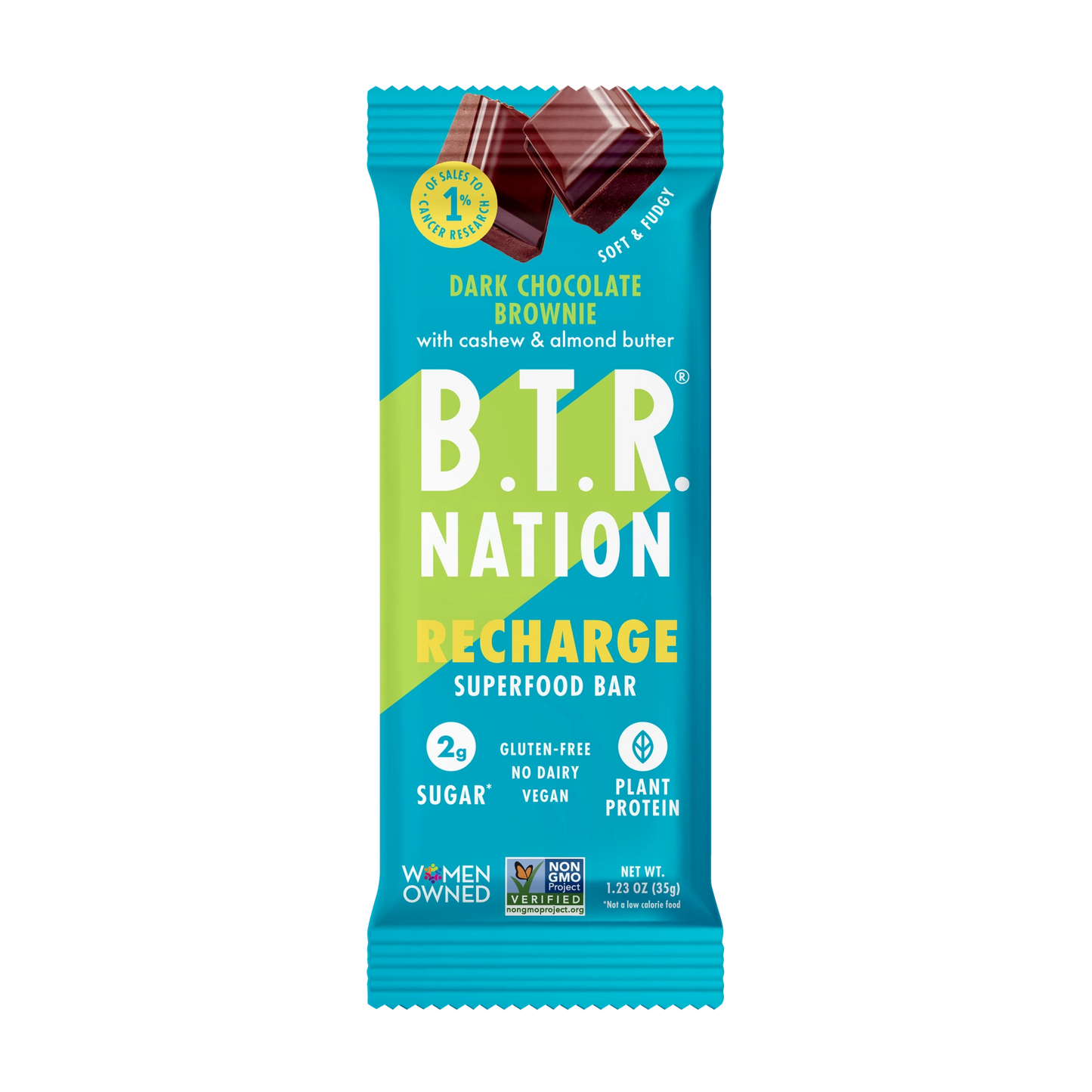 B.T.R Bar Dark Chocolate Brownie Superfood Nut Butter Bar