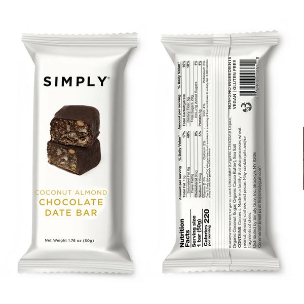 Simply Gum | Coconut Almond Chocolate Date Bar | Vegan Gluten-Free