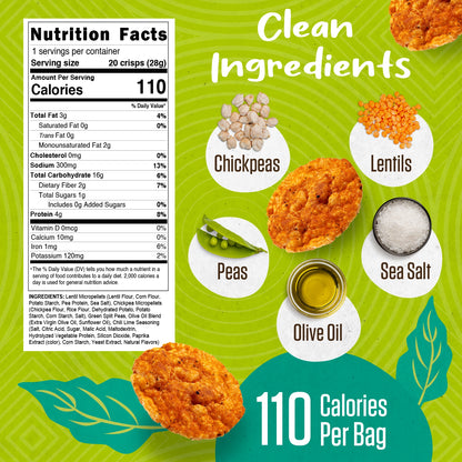 PeaKaPop | Veggie Crisps Chili Lime 1oz | Gluten-Free Vegan