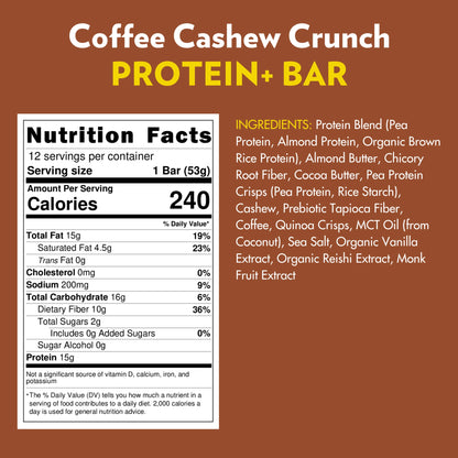 B.T.R Bar Coffee Cashew Crunch Protein + Superfood Bar