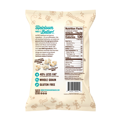 Heirloom Pip's Snacks Sea Salt Mini Popcorn 1oz Vegan Gluten-Free