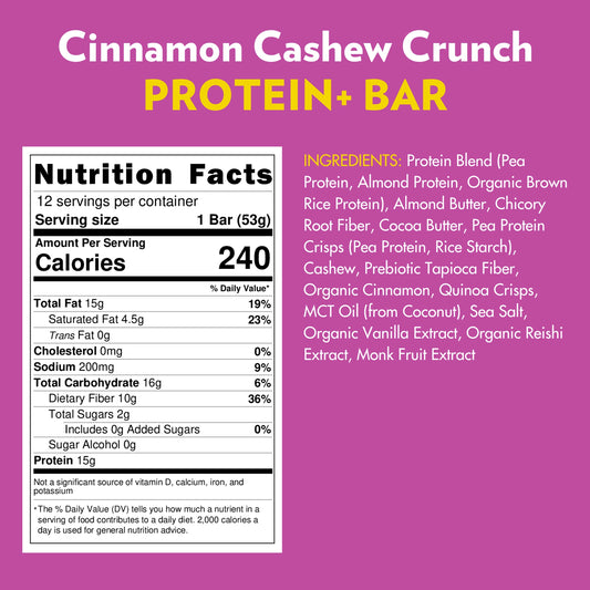 B.T.R Bar Cinnamon Cashew Crunch Protein + Superfood Bar