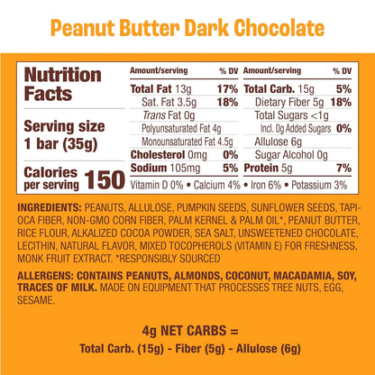 Munk Pack | Peanut Butter Dark Chocolate Bar | Gluten-Free Keto Friendly (1.23oz)