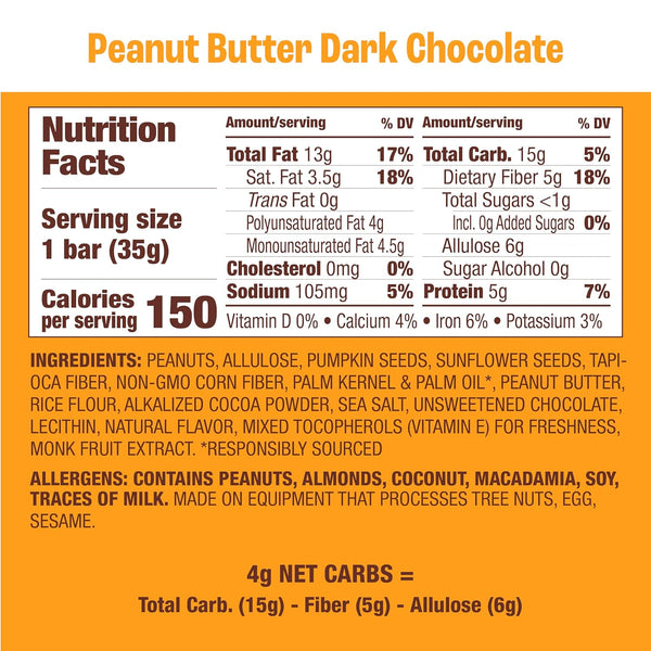 Munk Pack | Peanut Butter Dark Chocolate Bar | Gluten-Free Keto Friendly (1.23oz)