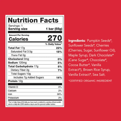 88 Acres | Plant-Based Granola Bar Chocolate Cherry Protein Bar 1.9 oz