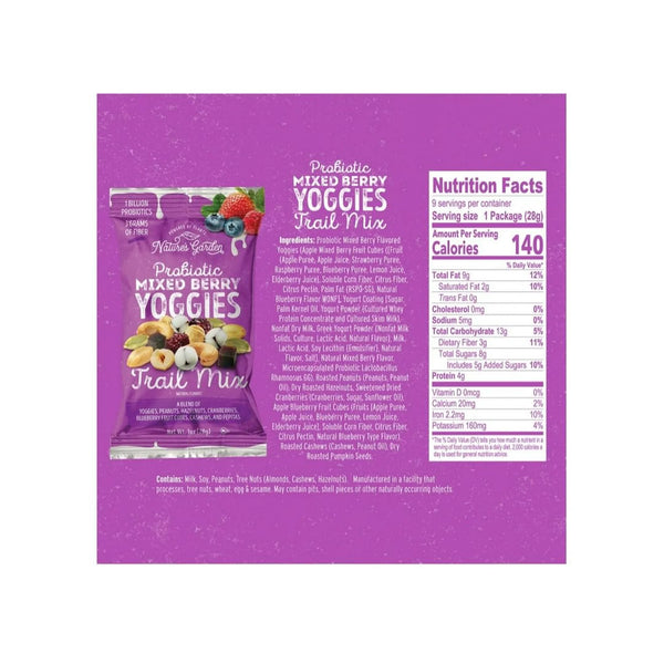 Nature's Garden | Probiotic Kosher Mixed Berry Yoggie Trail Mix (Individual 1 oz)