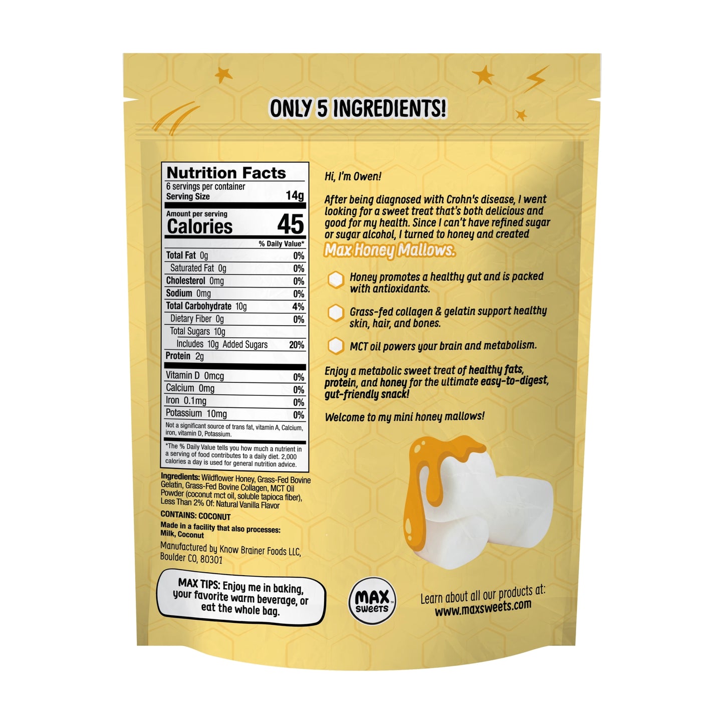 Max Mallow Honey | Very Vanilla Mini Marshmallows Gluten-Free