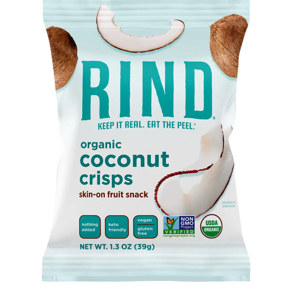 RIND Snacks | Organic Vegan Coconut Crisps Chips Gluten-Free Keto Friendly | 1.4oz