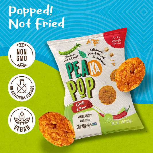 PeaKaPop | Veggie Crisps Chili Lime 1oz | Gluten-Free Vegan