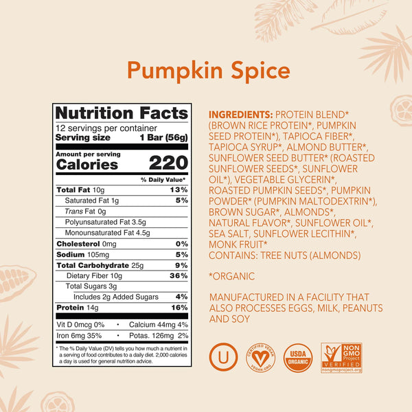 Aloha | Pumpkin Spice Protein Bar | Vegan Organic 1.98oz