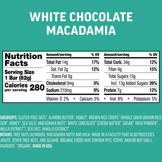 Kate's Real Food | Gluten-Free White Chocolate Macadamia Energy Bar (2.2 oz)