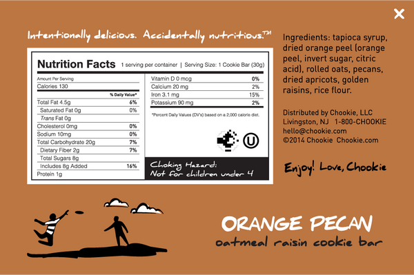 Chookie Oat Raisin | Orange Pecan | Cookie Bar 1.1oz Gluten-Free