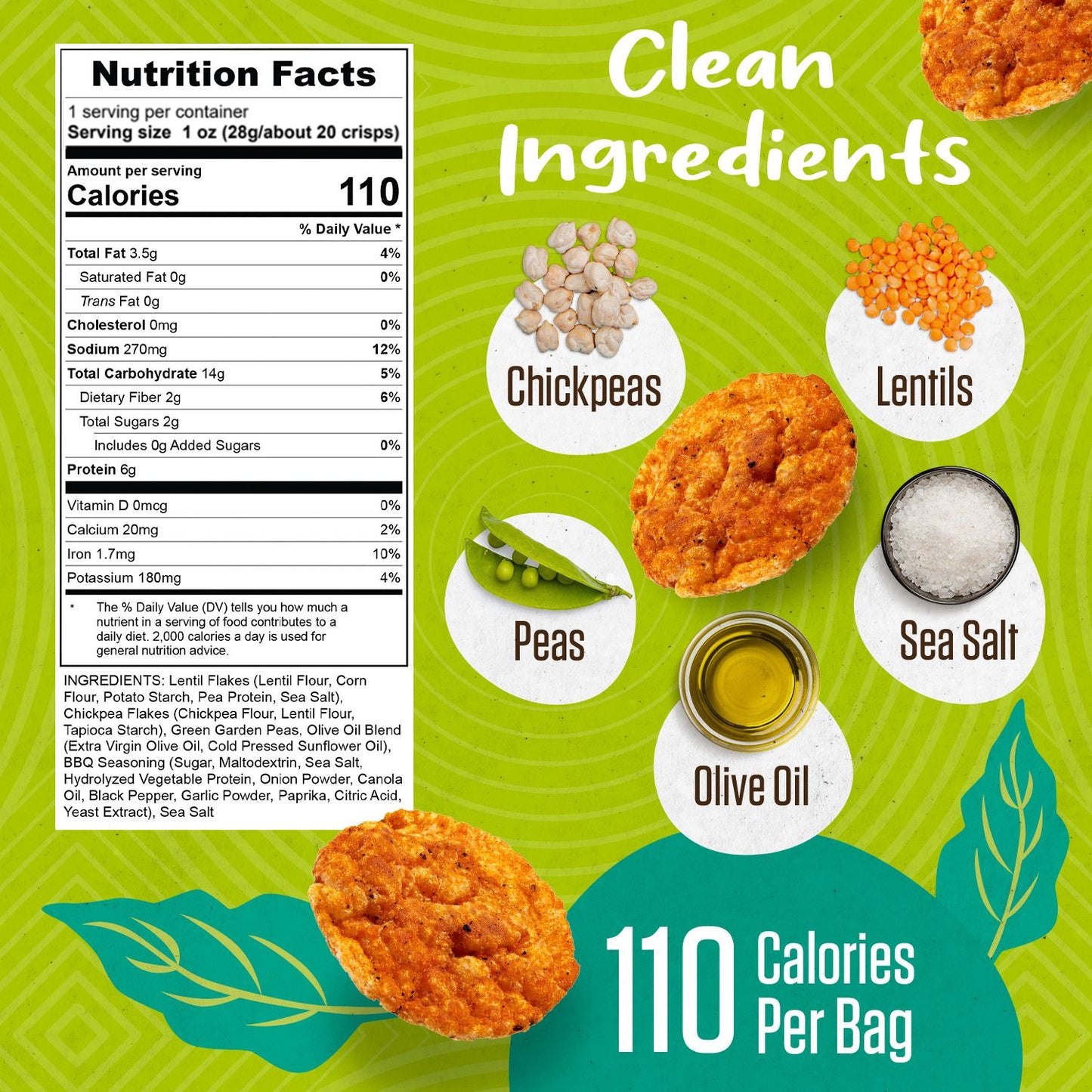 PeaKaPop | Veggie Crisps BBQ 1oz | Gluten-Free Vegan