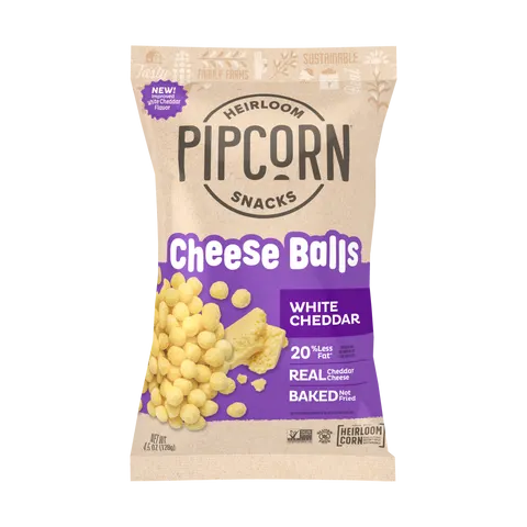 Bolas de queso cheddar blanco Pipcorn (4.5 oz)