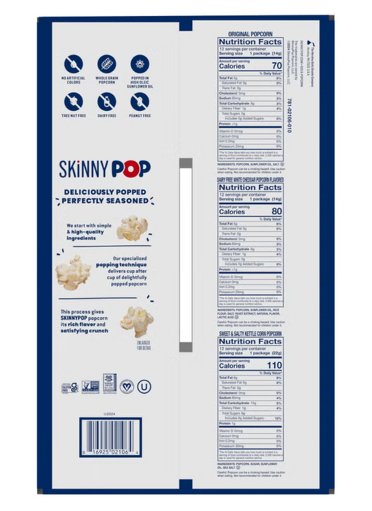 Skinny Pop White Cheddar Popcorn (0.5 oz)