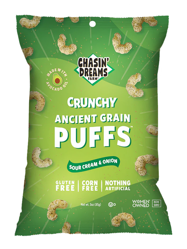 Chasin' Dreams | Crunchy Ancient Grain Puffs Sour Cream & Onion 0.7 oz